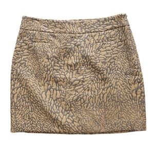 LOFT Animal Print Mini Skirt Sz 8 Brown Gray Cotton‎ Blend